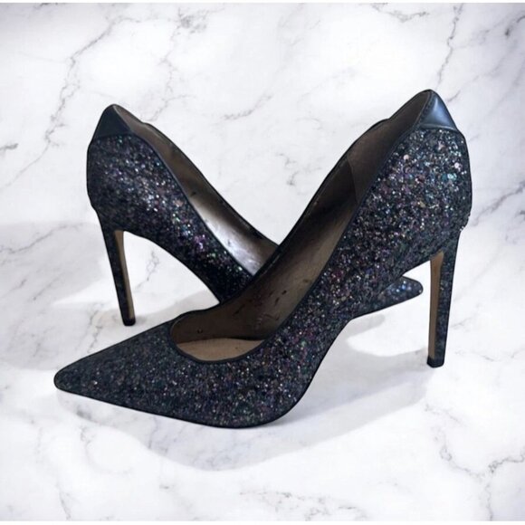 SAM EDELMAN Navy Blue Glitter Heels Size 7.5 - Picture 1 of 8